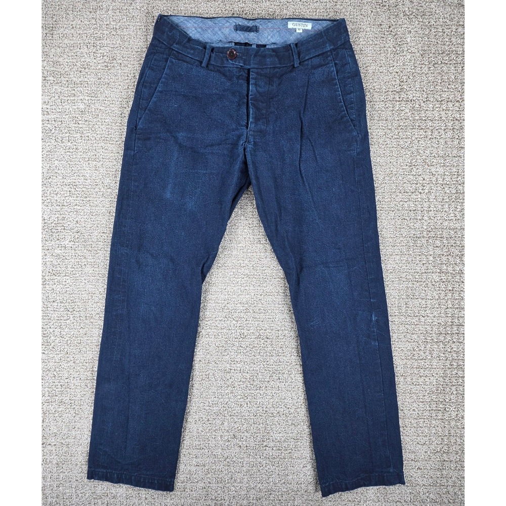 Gustin California Slim Canvas Chinos‎ Mens 32 Japan Indigo Blue Washed Cotton